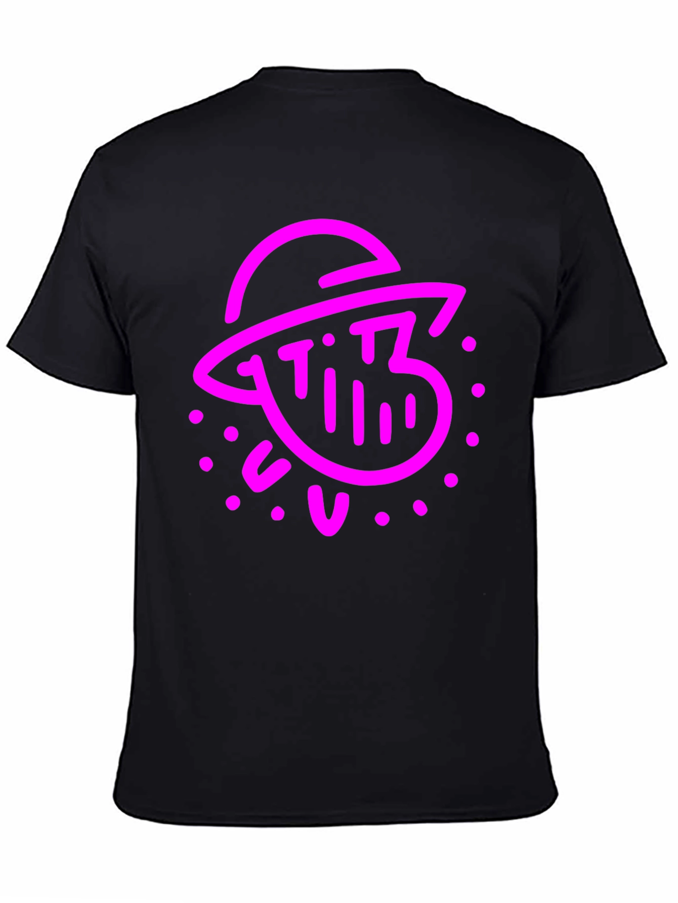 Retro Pink Alien Graphic Black T-Shirt
