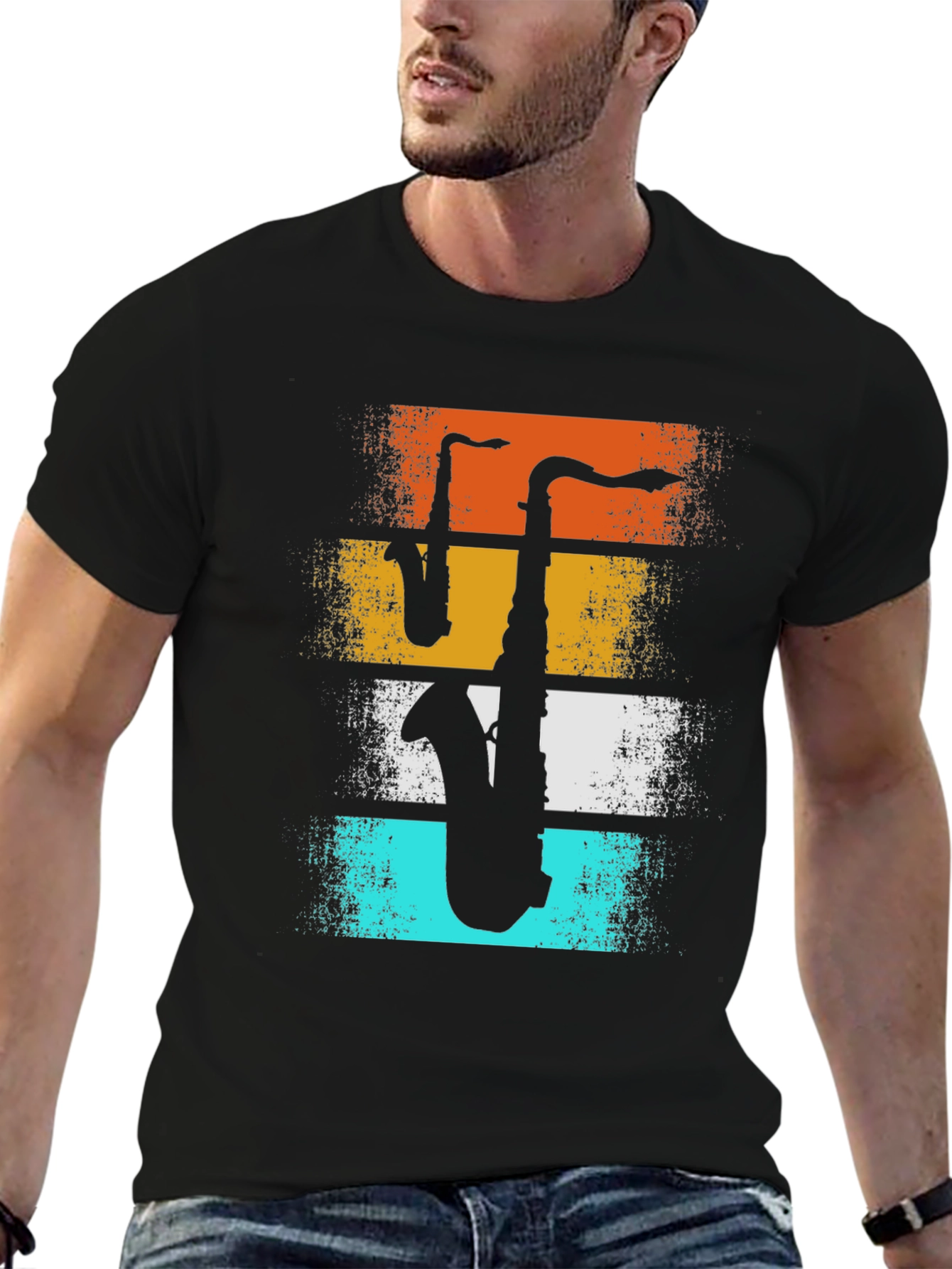Retro Saxophone Graphic T-Shirt - Musical Instrument Tee