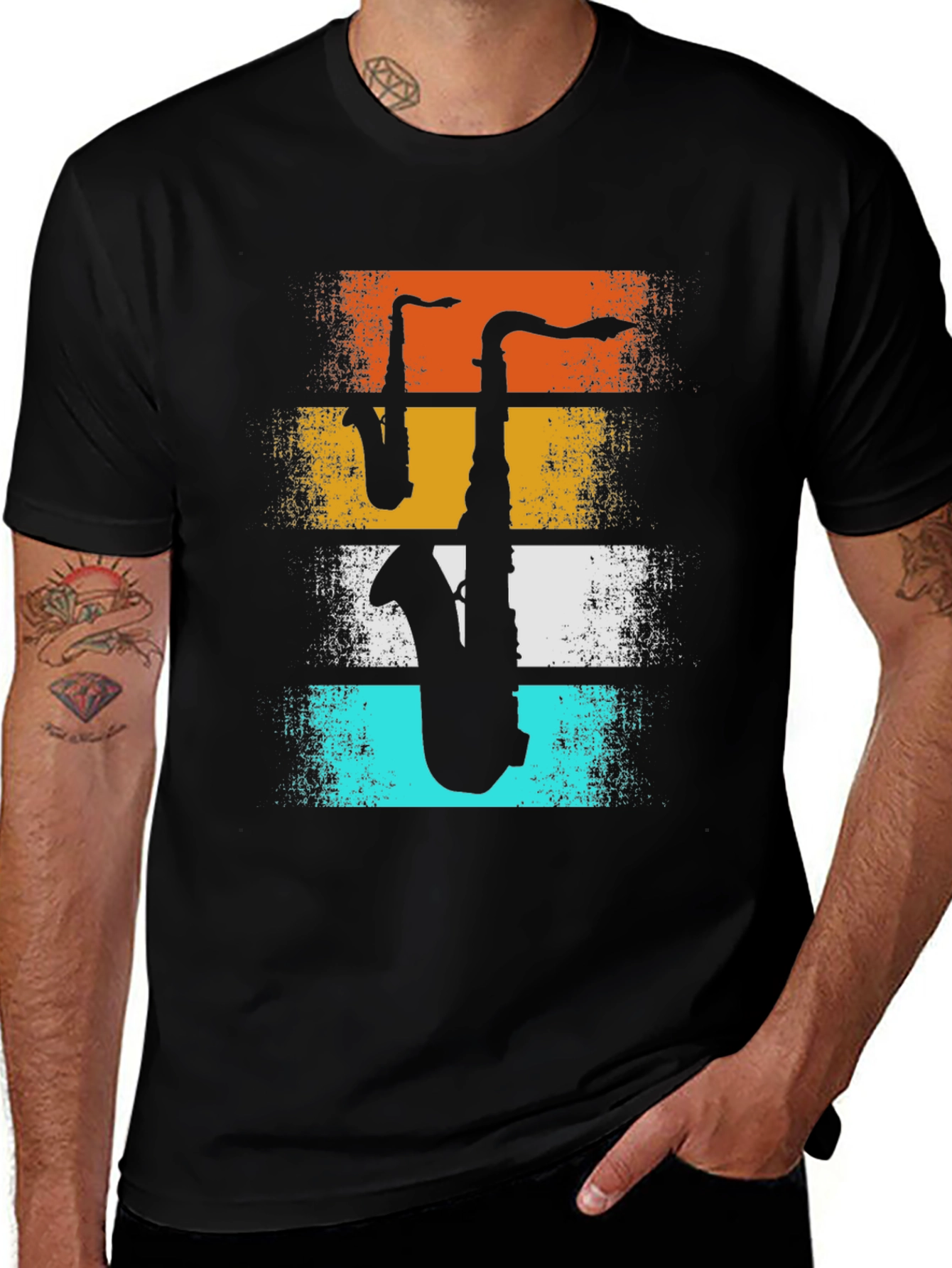 Retro Saxophone Graphic T-Shirt - Musical Instrument Tee
