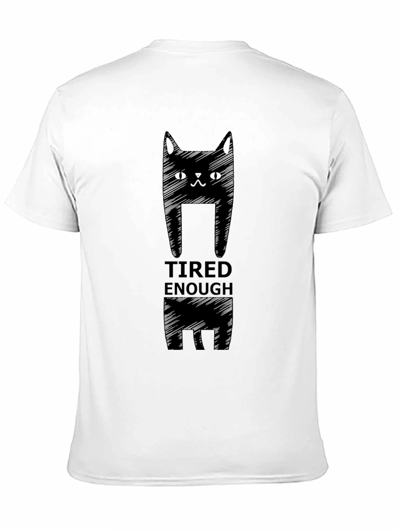 Tired Enough Cat Graphic Tee - Mens Black T-Shirt