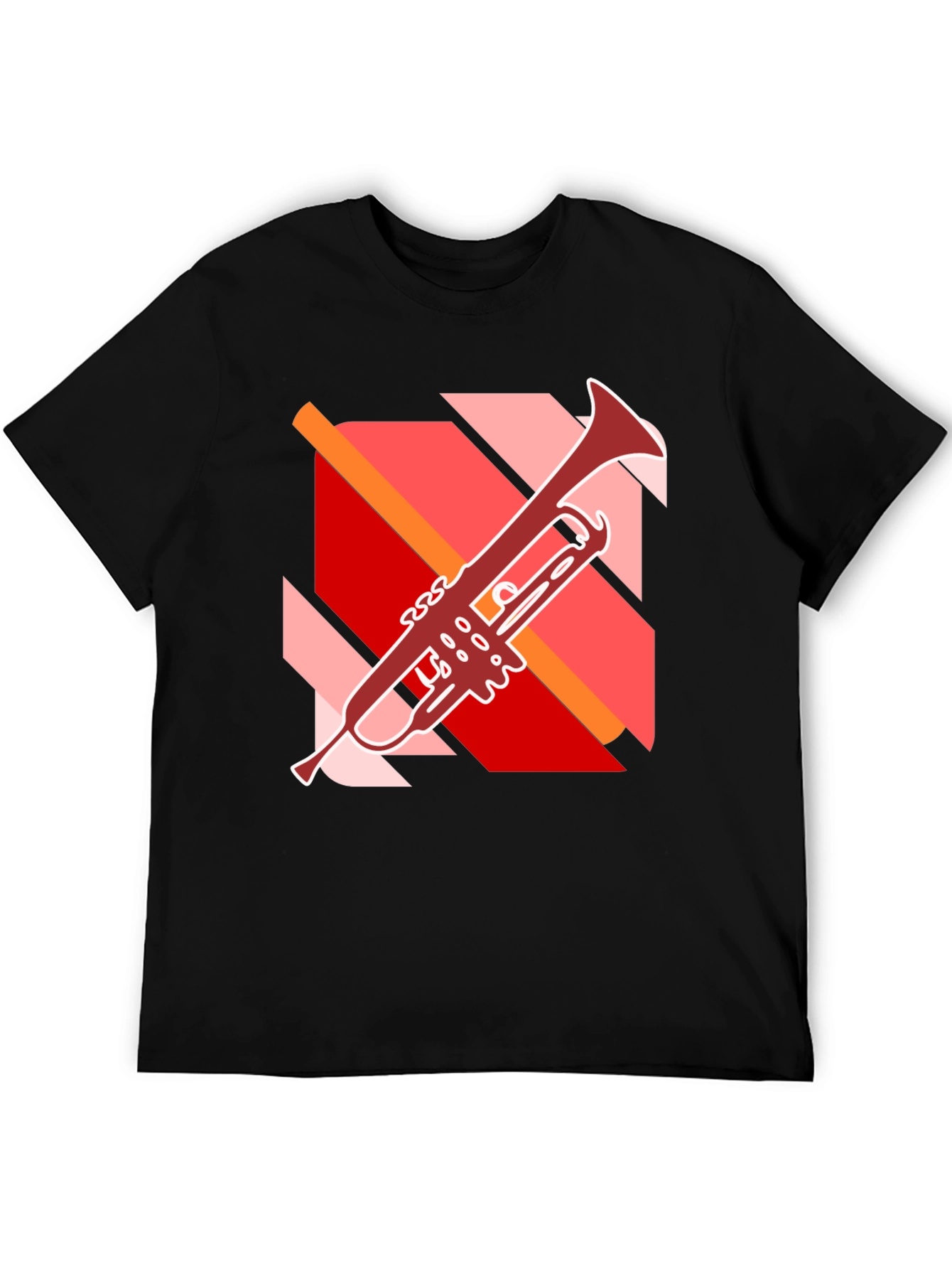 Abstract Trumpet Graphic Black T-Shirt