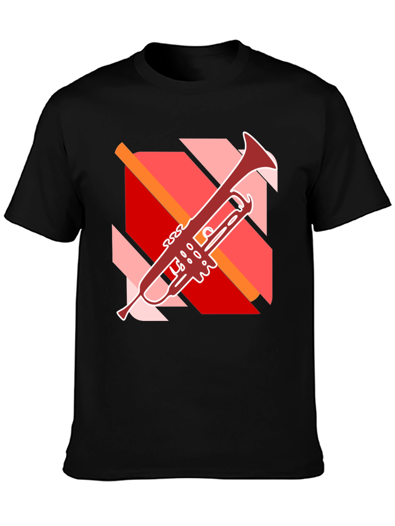 Abstract Trumpet Graphic Black T-Shirt
