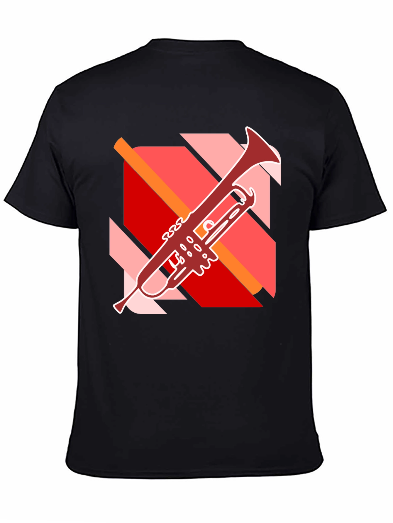 Abstract Trumpet Graphic Black T-Shirt