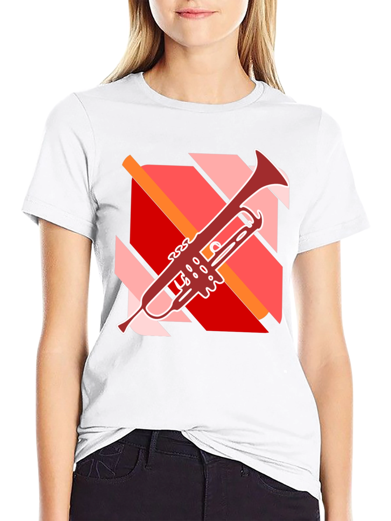 Abstract Trumpet Graphic Black T-Shirt