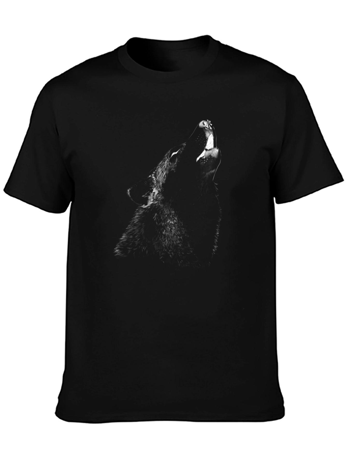 Mens Black Wolf Graphic Print T-Shirt