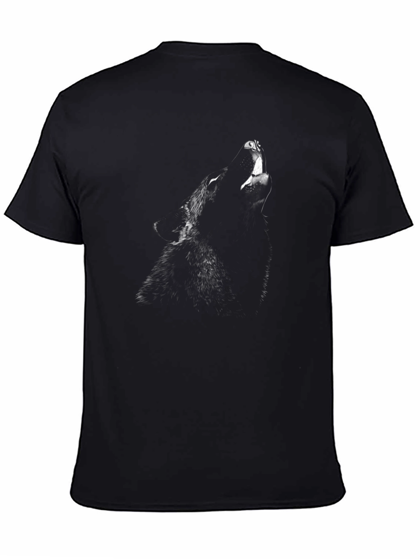 Mens Black Wolf Graphic Print T-Shirt