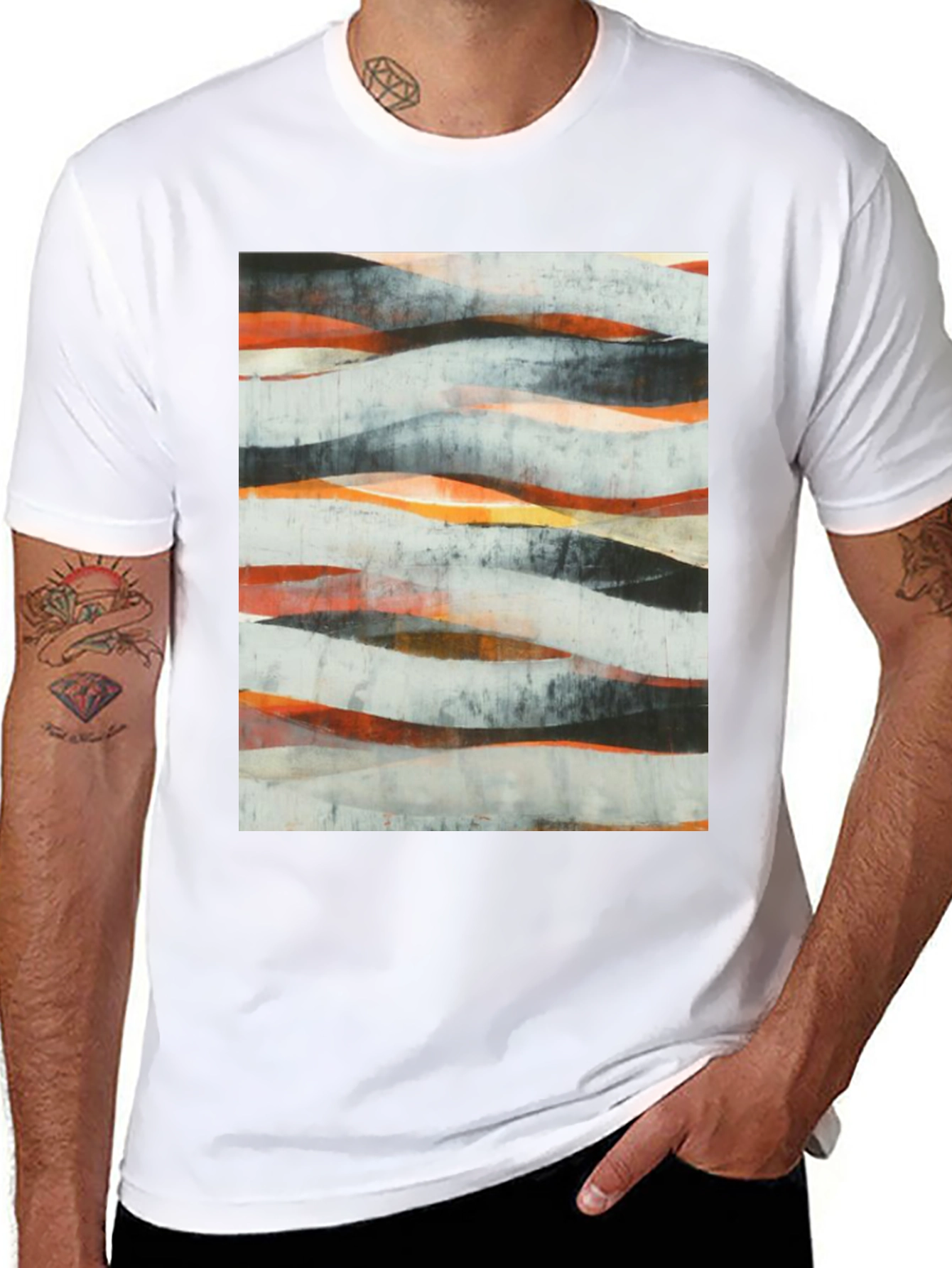 Abstract Wave Art Black T-Shirt - Modern Graphic Tee