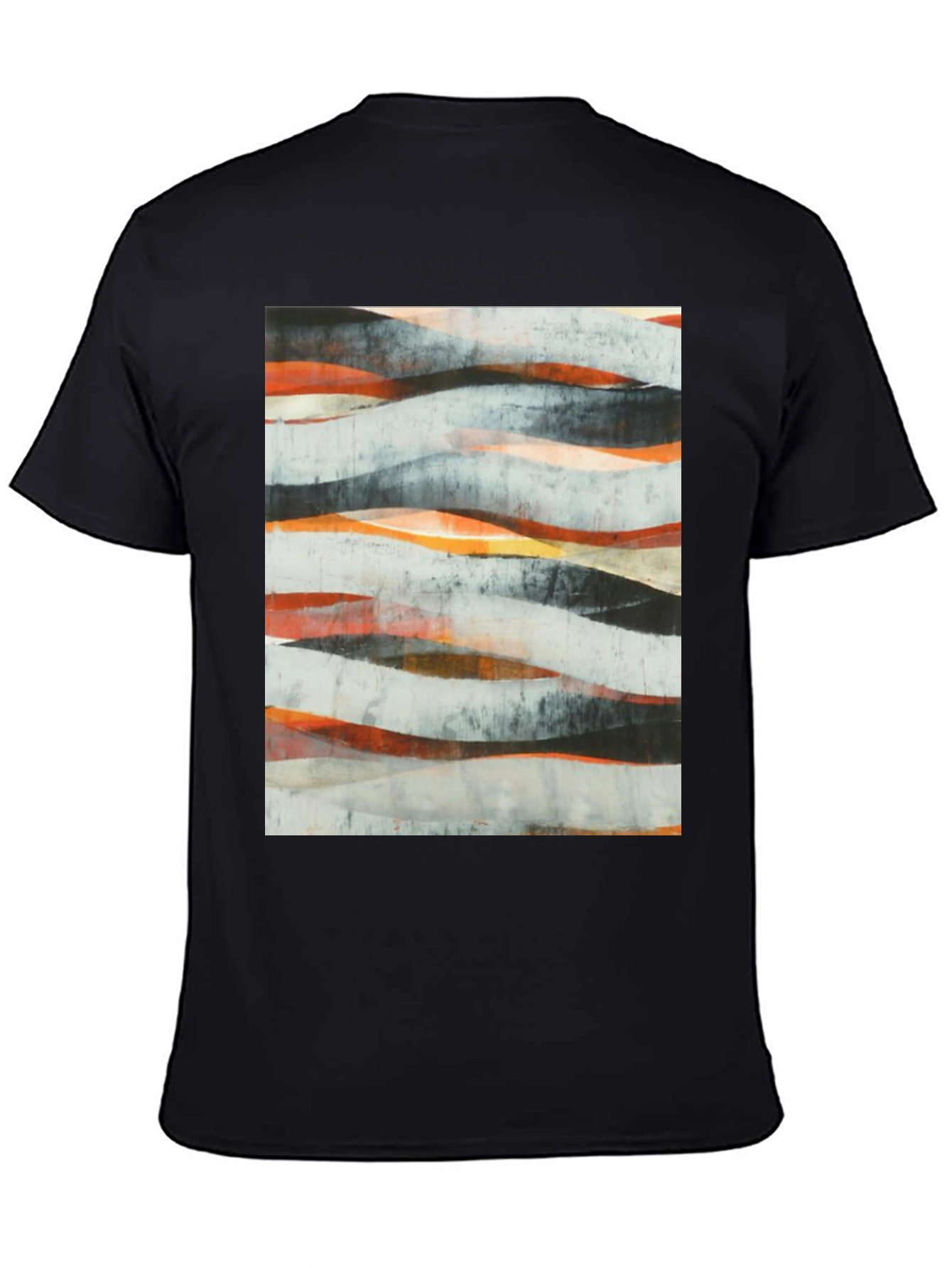 Abstract Wave Art Black T-Shirt - Modern Graphic Tee