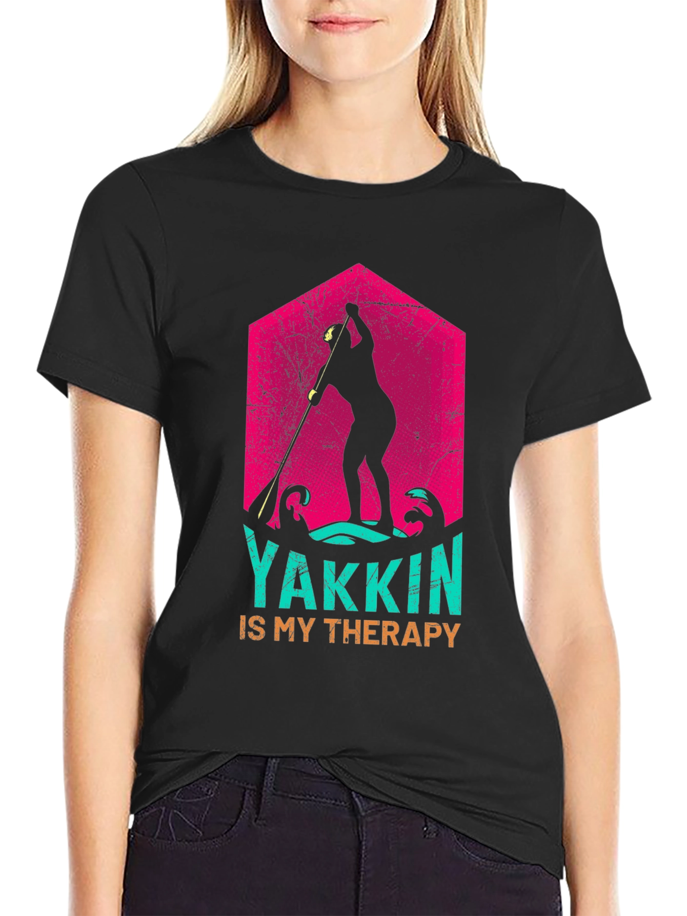 Yakkin Is My Therapy Black T-Shirt