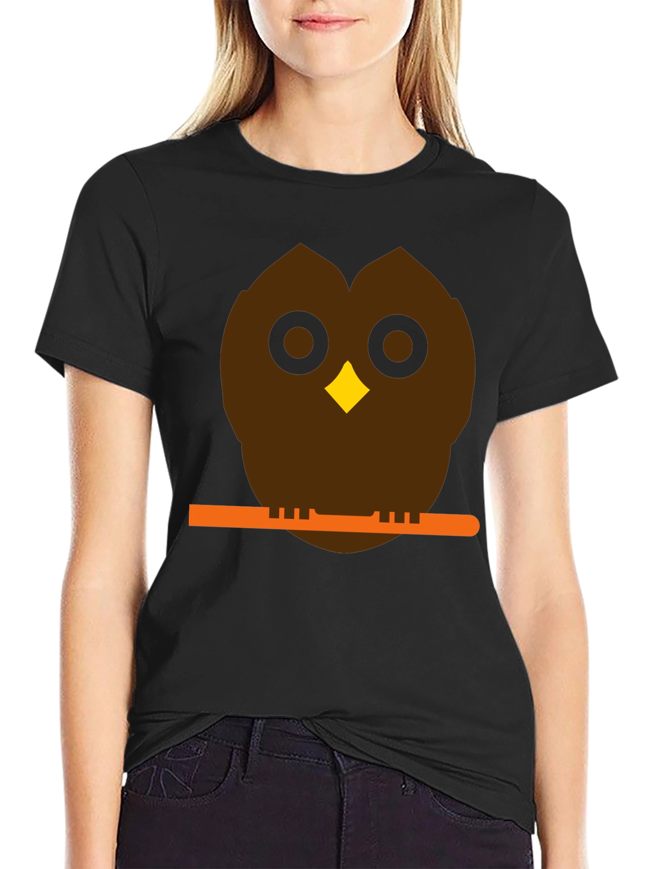 Owl on Branch Graphic Tee - Unisex Black T-Shirt
