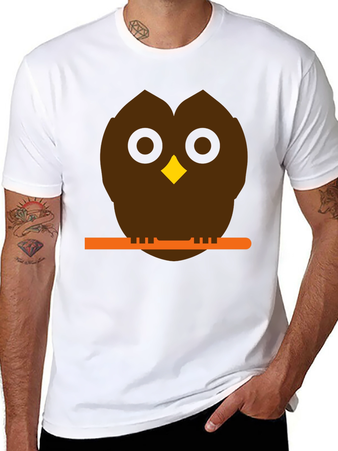Owl on Branch Graphic Tee - Unisex Black T-Shirt