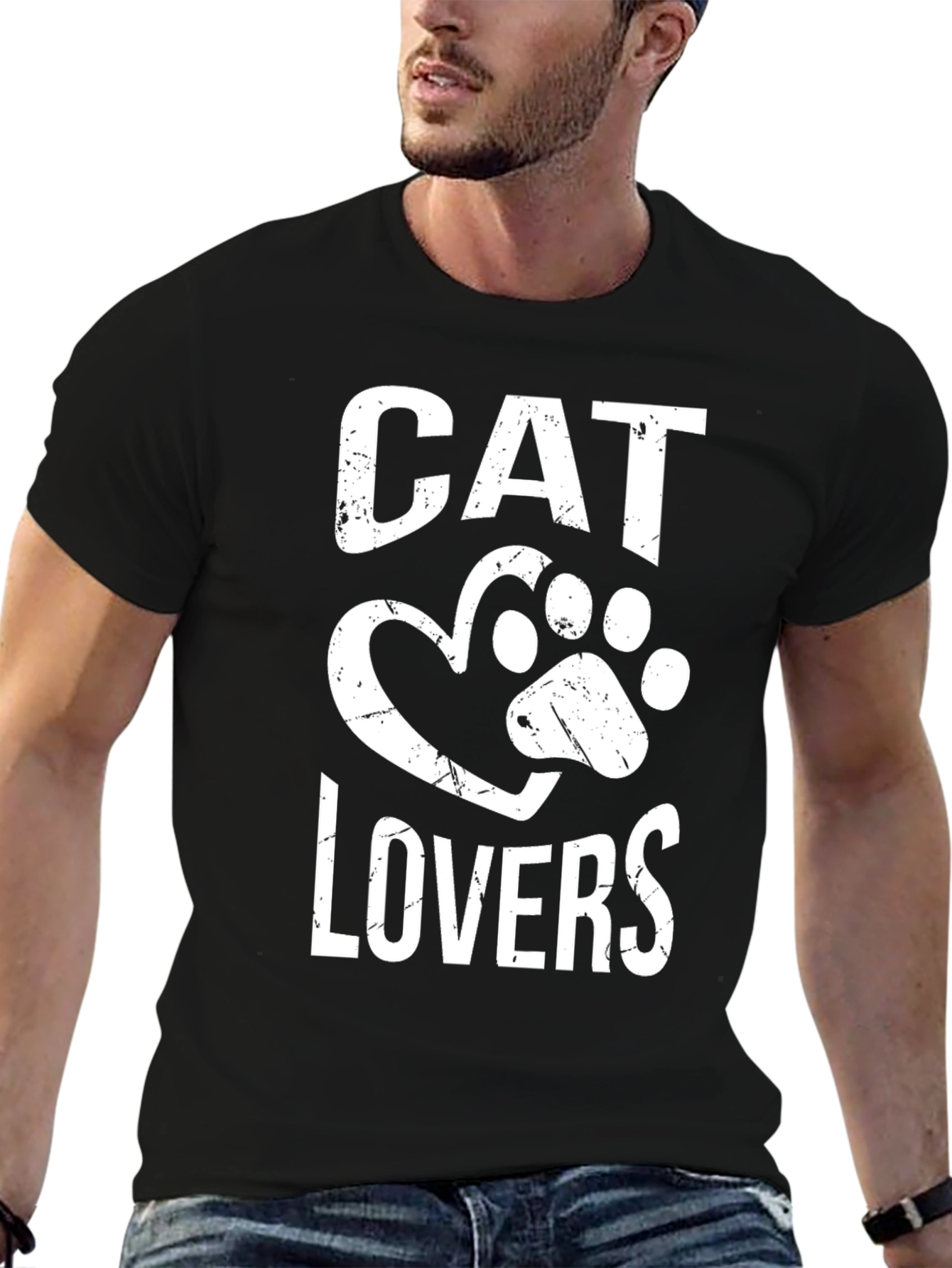 Cat Lovers T-Shirt - Paw Heart Design