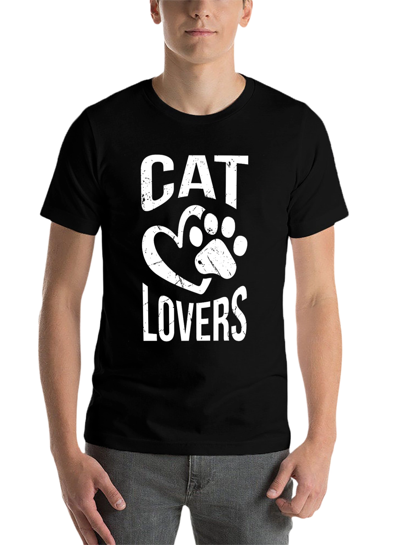 Cat Lovers T-Shirt - Paw Heart Design