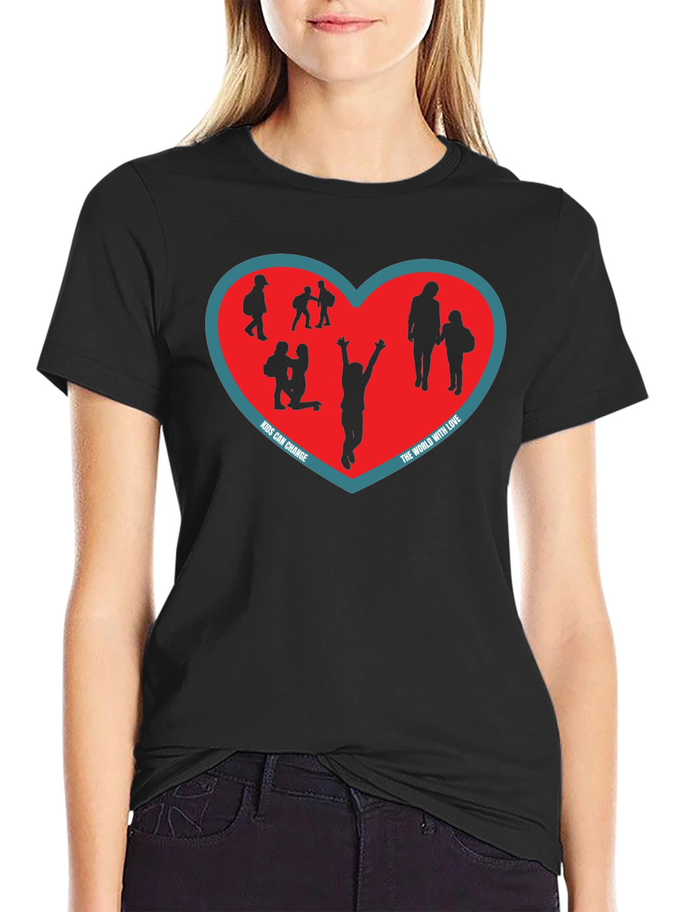 Kids Can Change T-Shirt - Black Heart Graphic