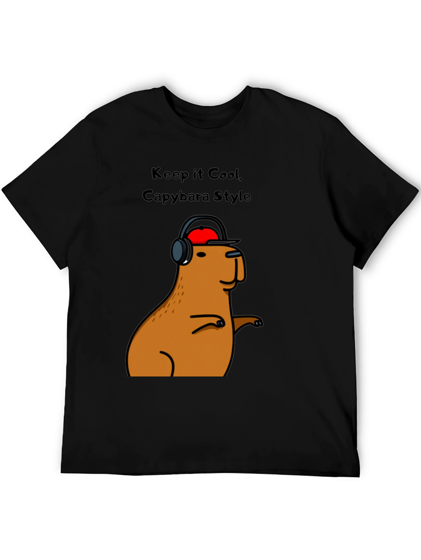 Cool Capybara Style Graphic Tee - Black