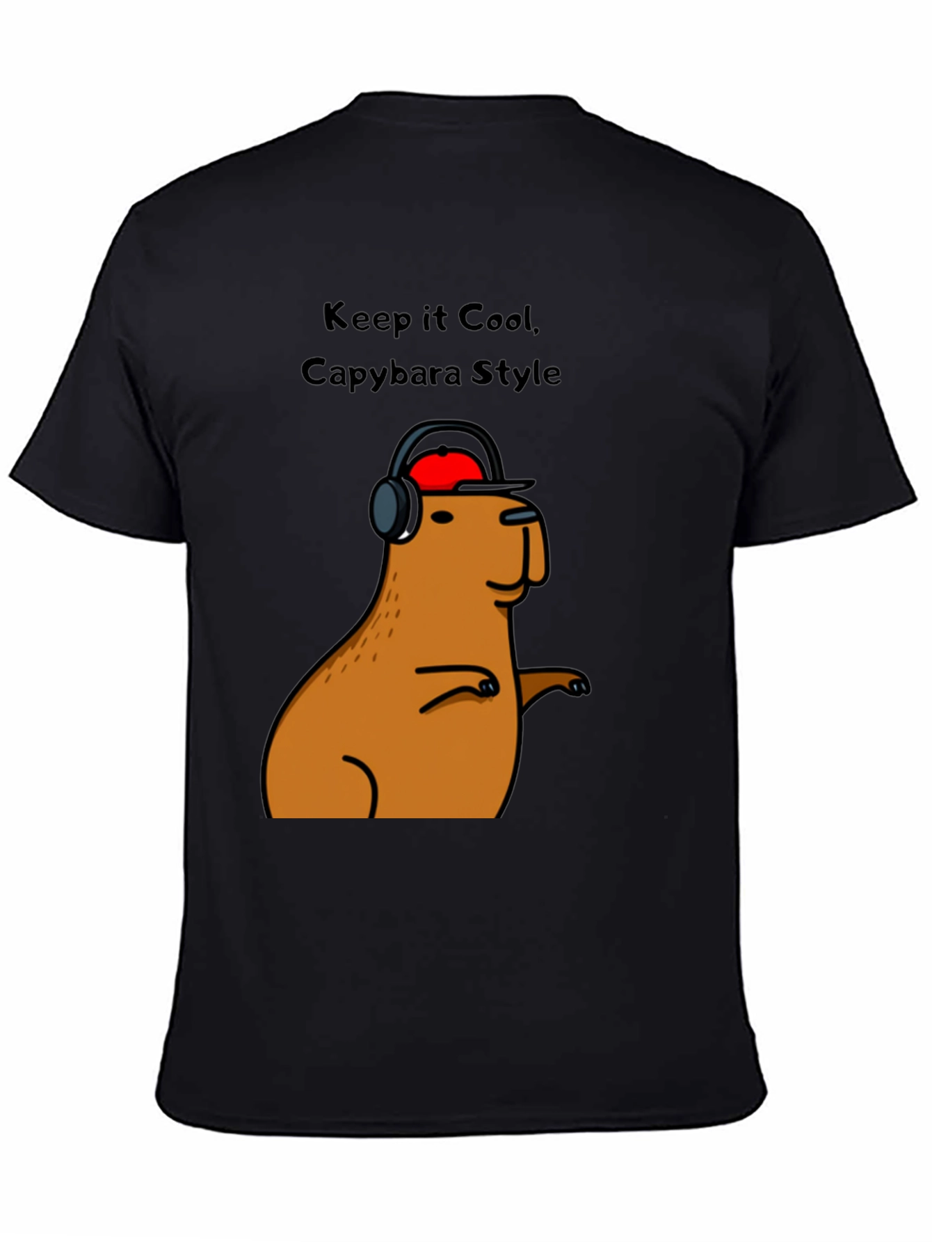 Cool Capybara Style Graphic Tee - Black