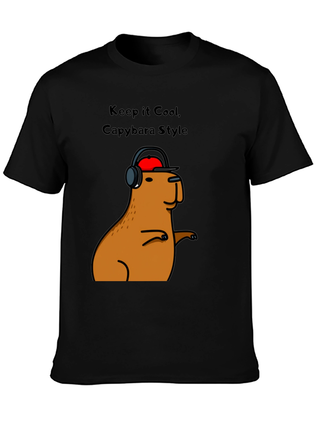Cool Capybara Style Graphic Tee - Black
