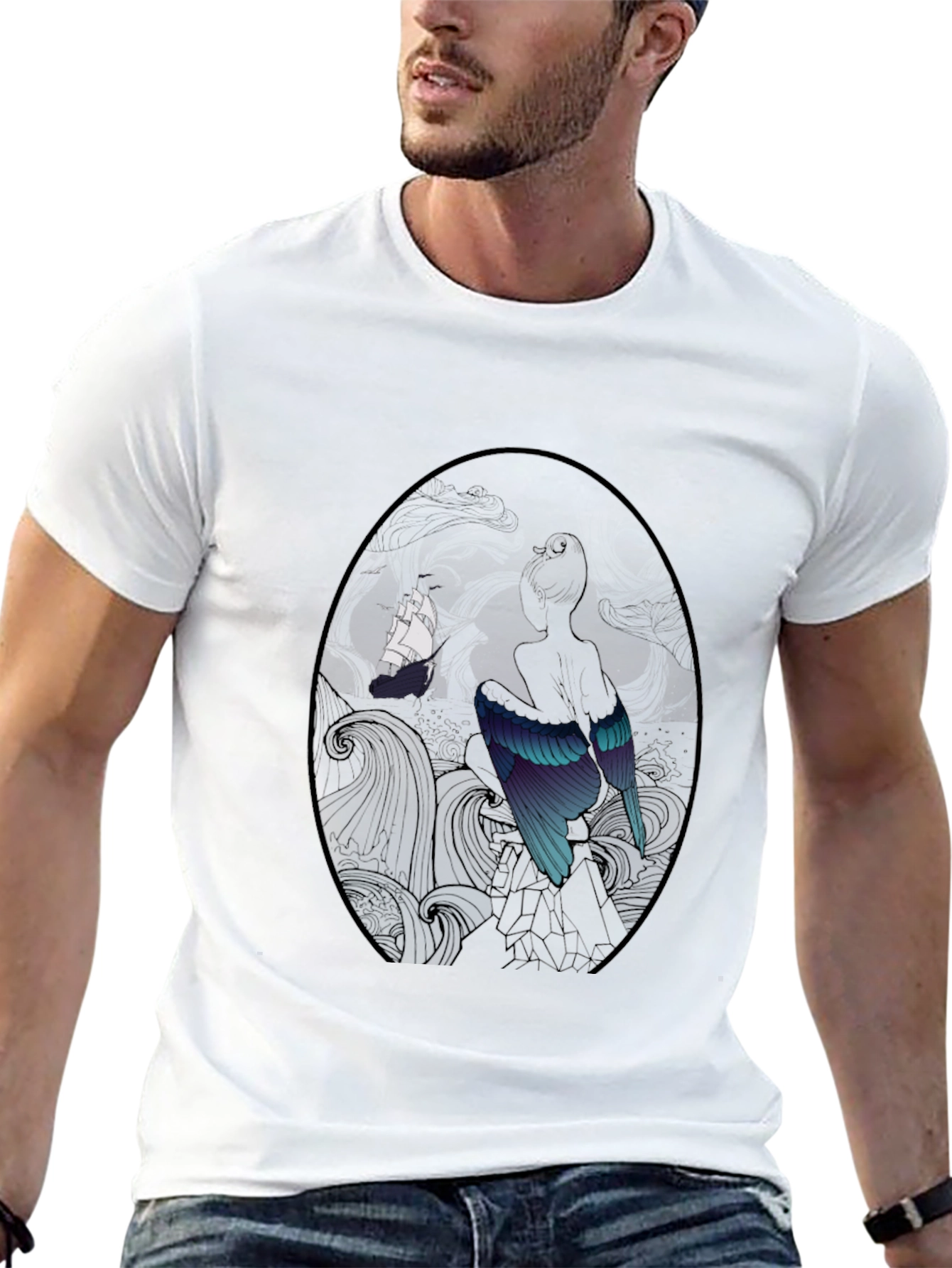 Mystic Bird & Ship Black T-Shirt