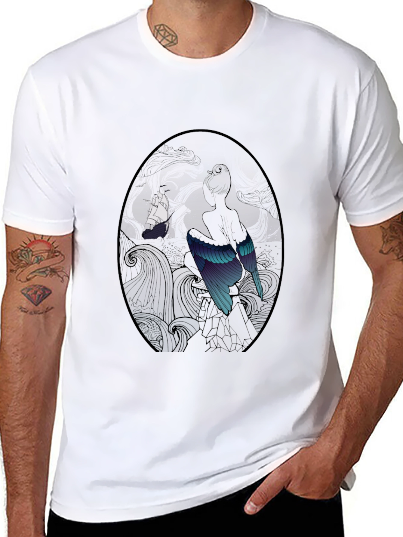 Mystic Bird & Ship Black T-Shirt