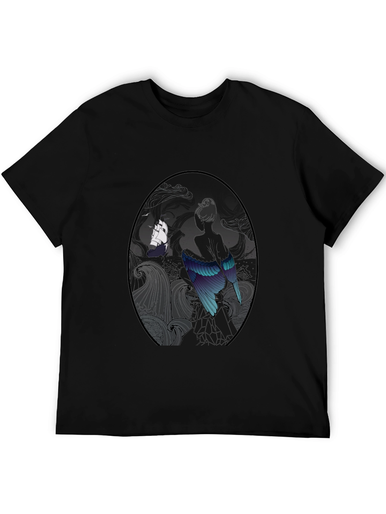 Mystic Bird & Ship Black T-Shirt