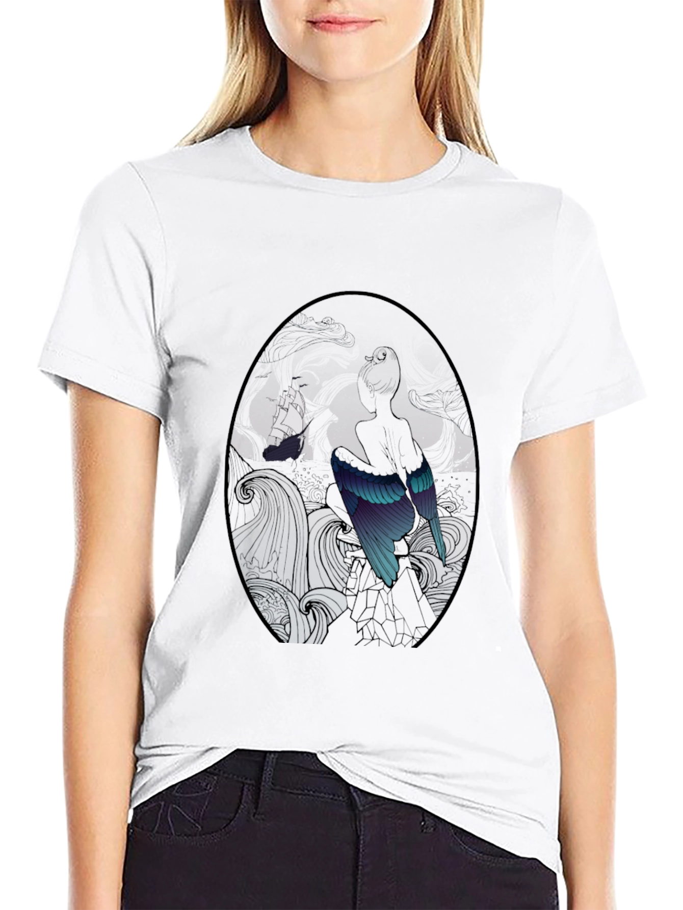 Mystic Bird & Ship Black T-Shirt