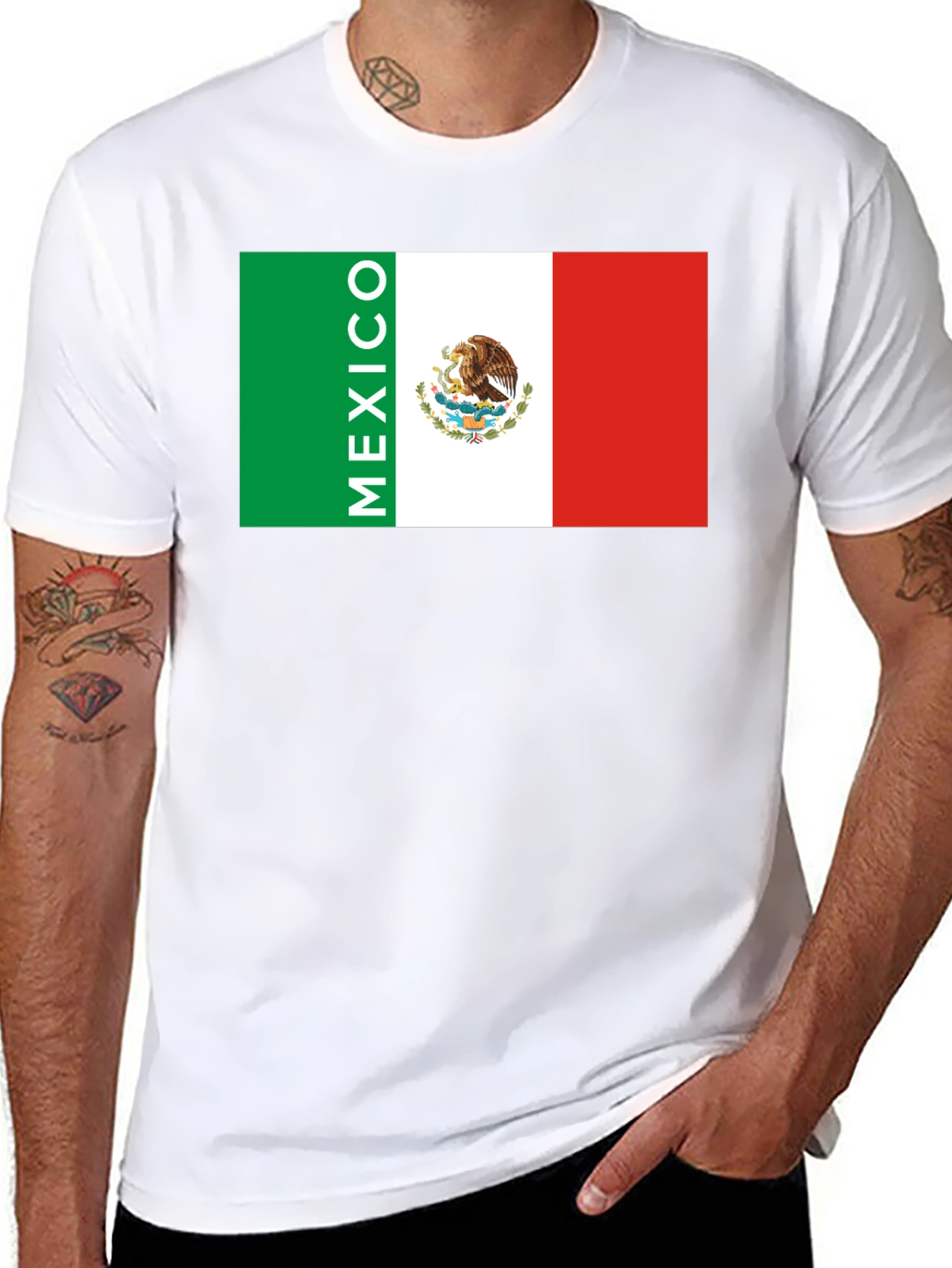 Mexico Flag Graphic Print Black T-Shirt