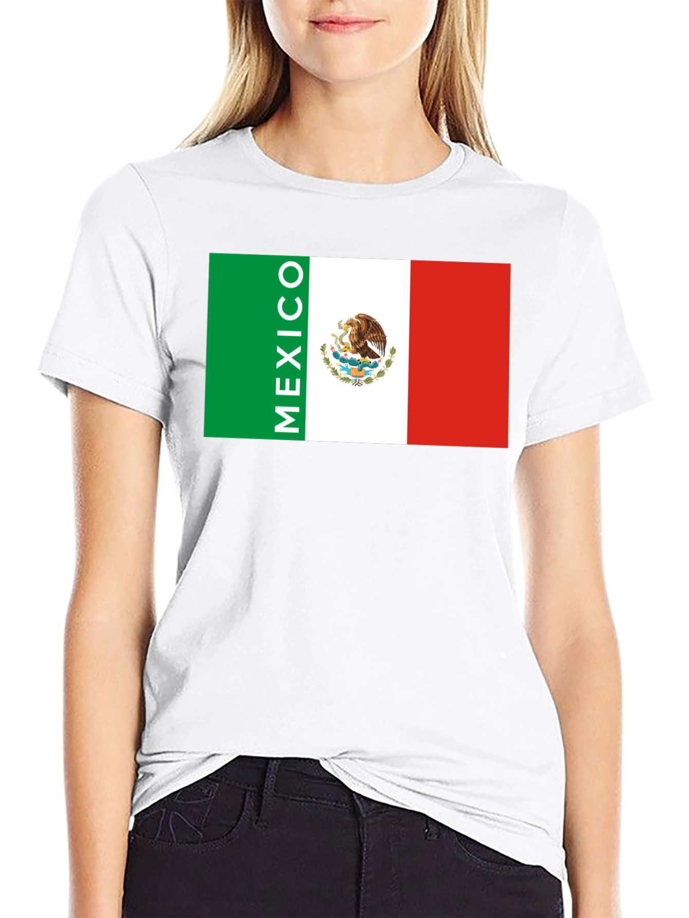Mexico Flag Graphic Print Black T-Shirt