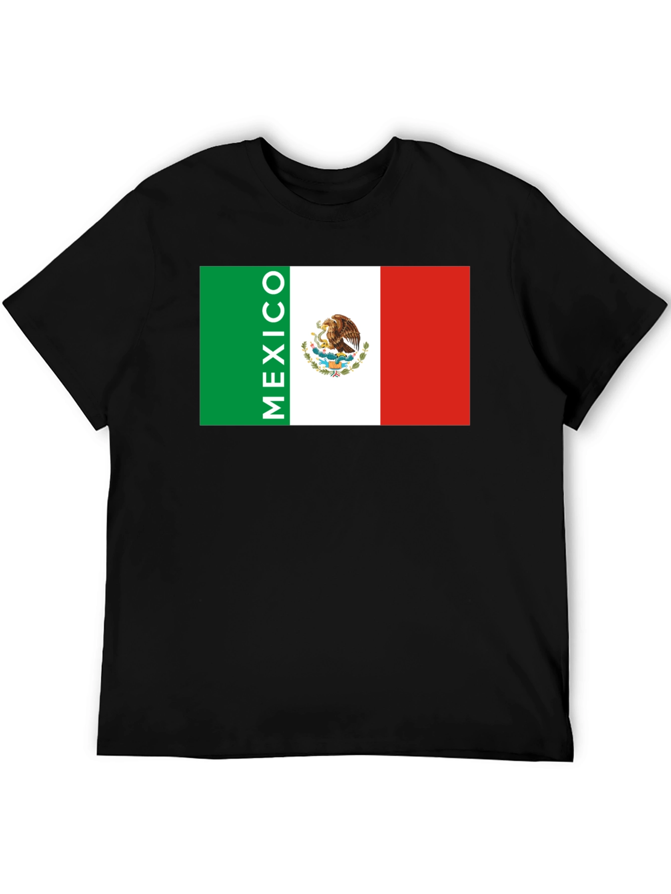 Mexico Flag Graphic Print Black T-Shirt