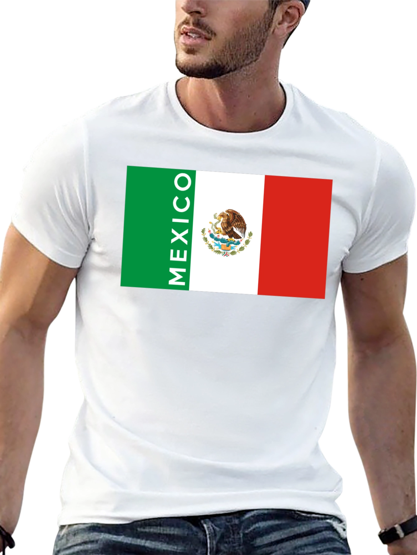 Mexico Flag Graphic Print Black T-Shirt