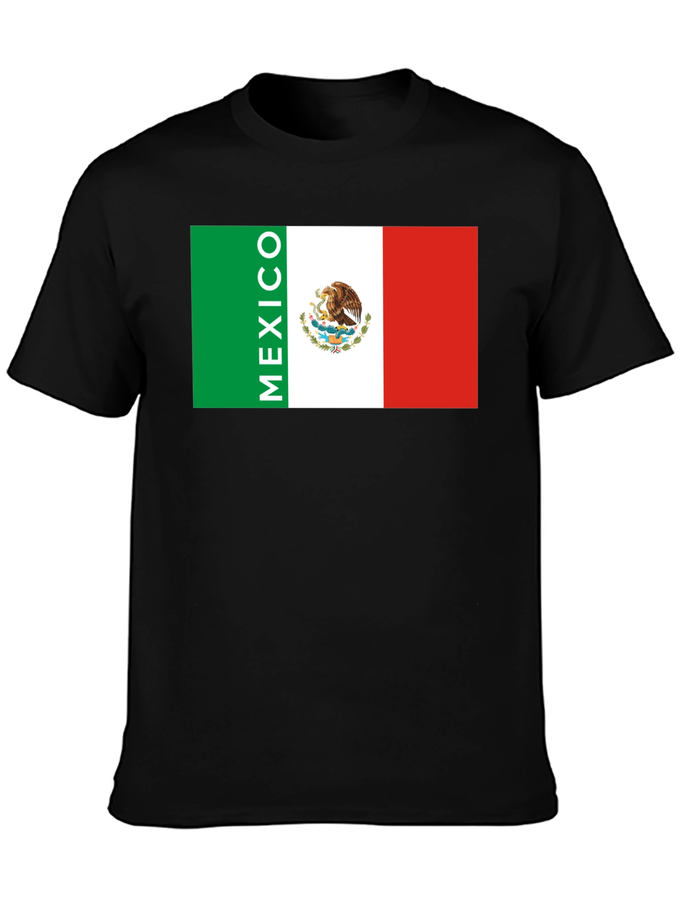 Mexico Flag Graphic Print Black T-Shirt