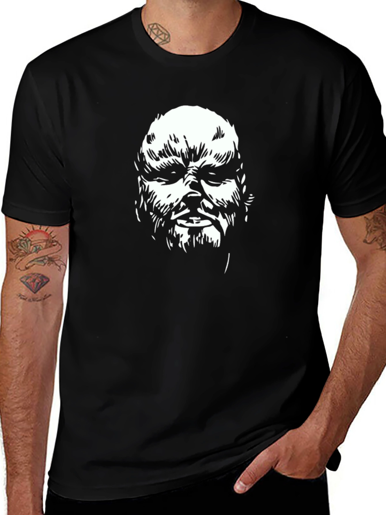 Black Graphic Tee - Grotesque Face Design
