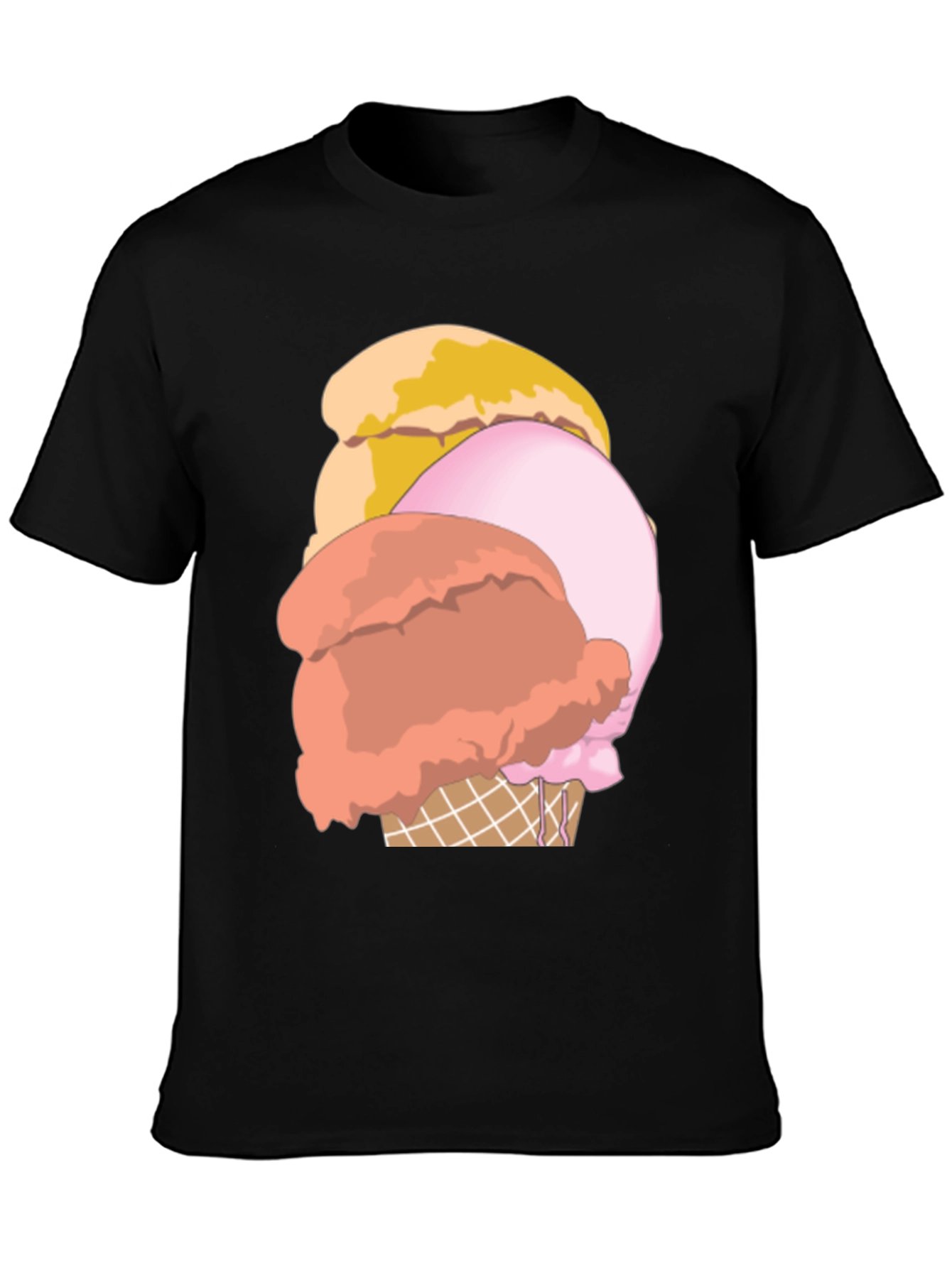 Ice Cream Graphic Tee - Casual Black T-Shirt