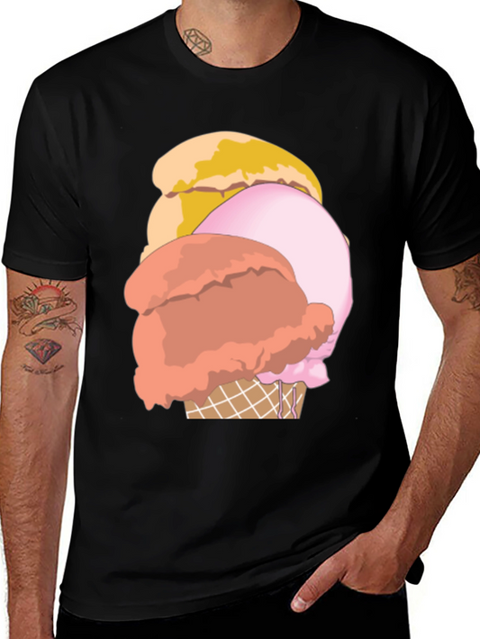 Ice Cream Graphic Tee - Casual Black T-Shirt