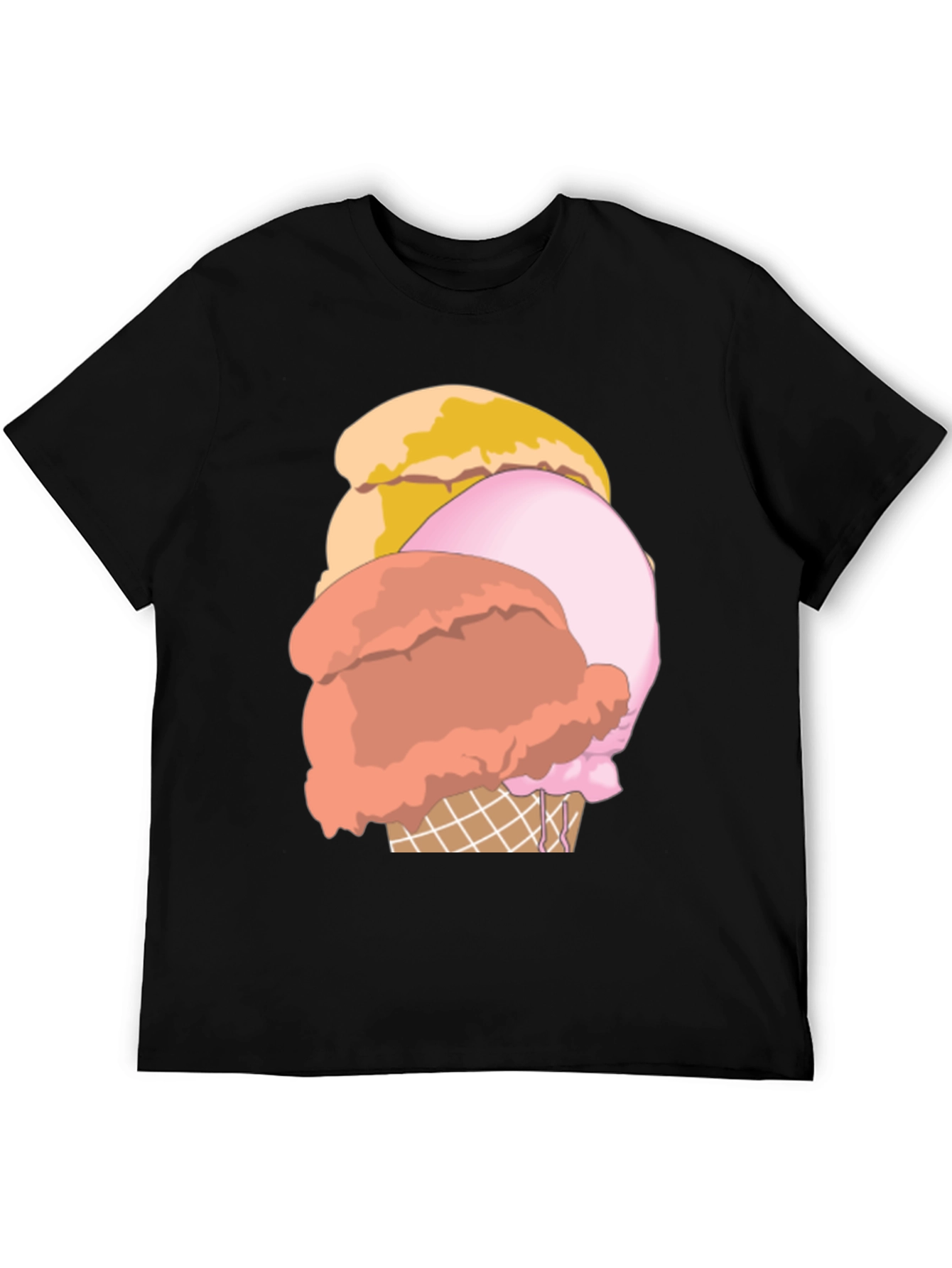 Ice Cream Graphic Tee - Casual Black T-Shirt