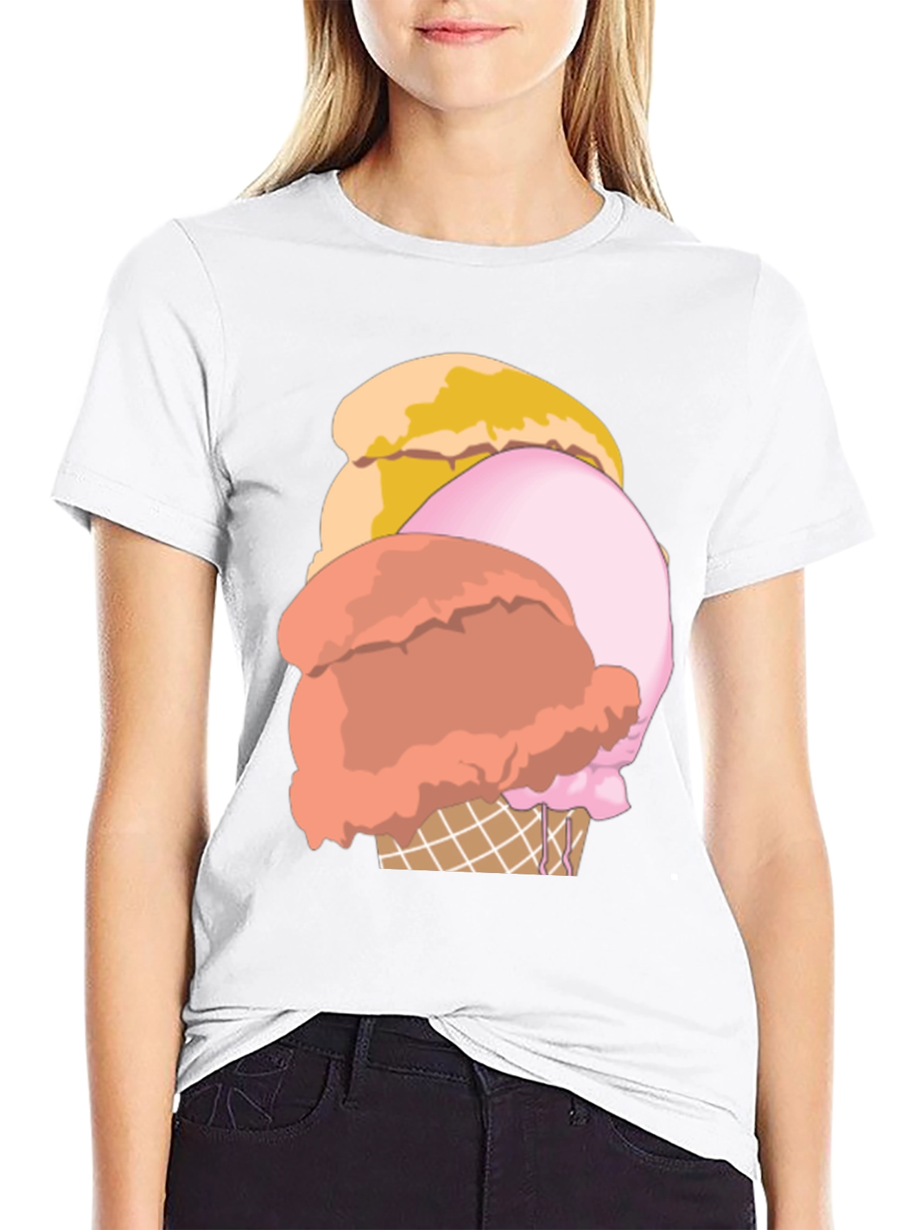 Ice Cream Graphic Tee - Casual Black T-Shirt