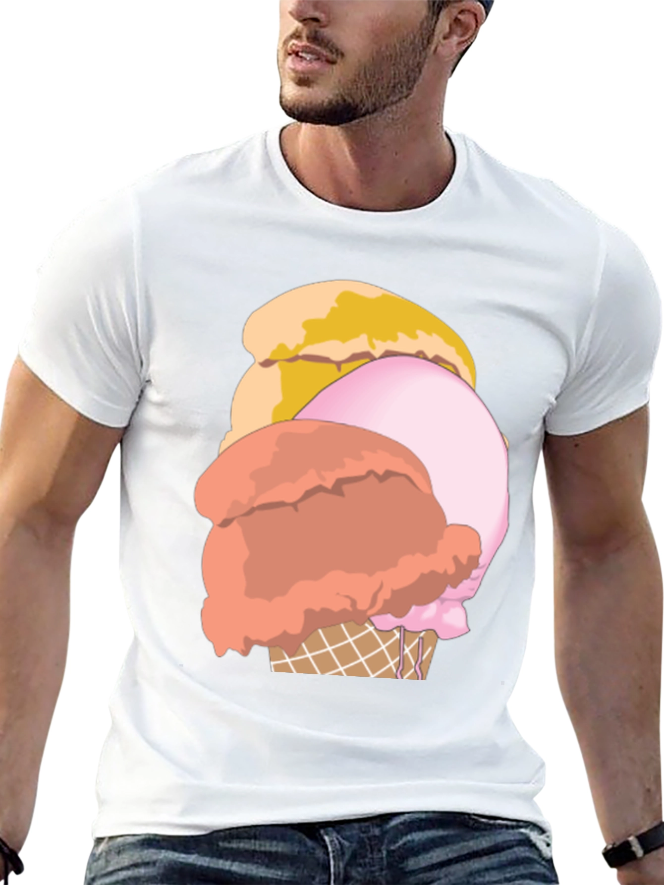 Ice Cream Graphic Tee - Casual Black T-Shirt