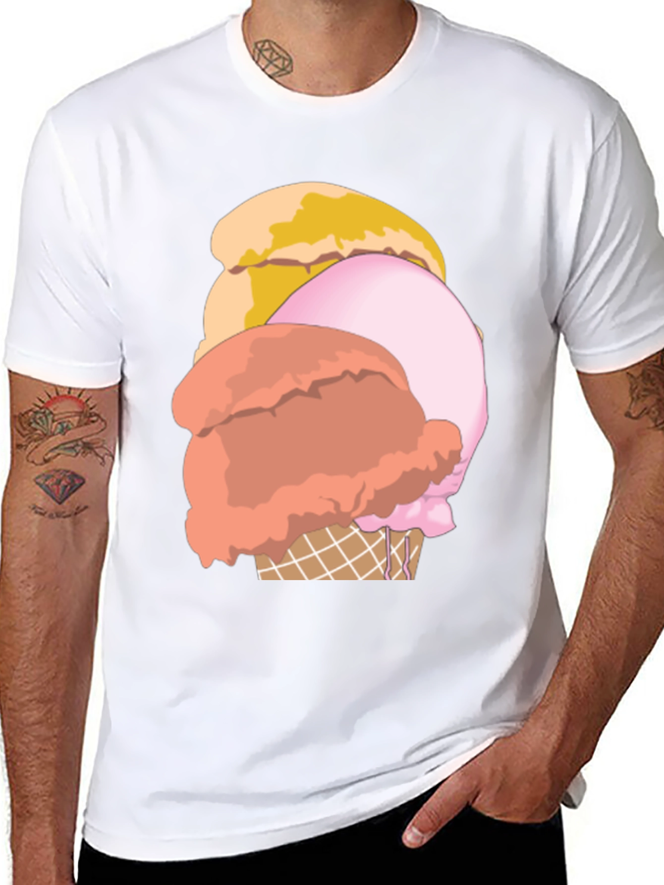 Ice Cream Graphic Tee - Casual Black T-Shirt