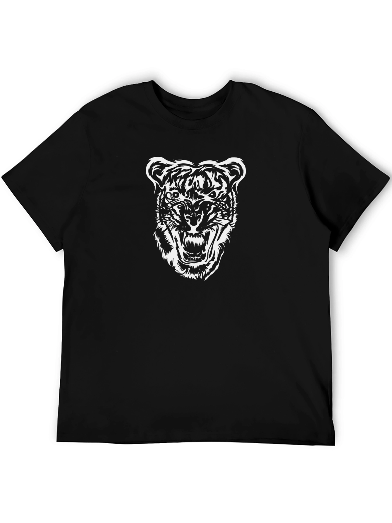 Mens Black Tiger Graphic Tee - Bold Style