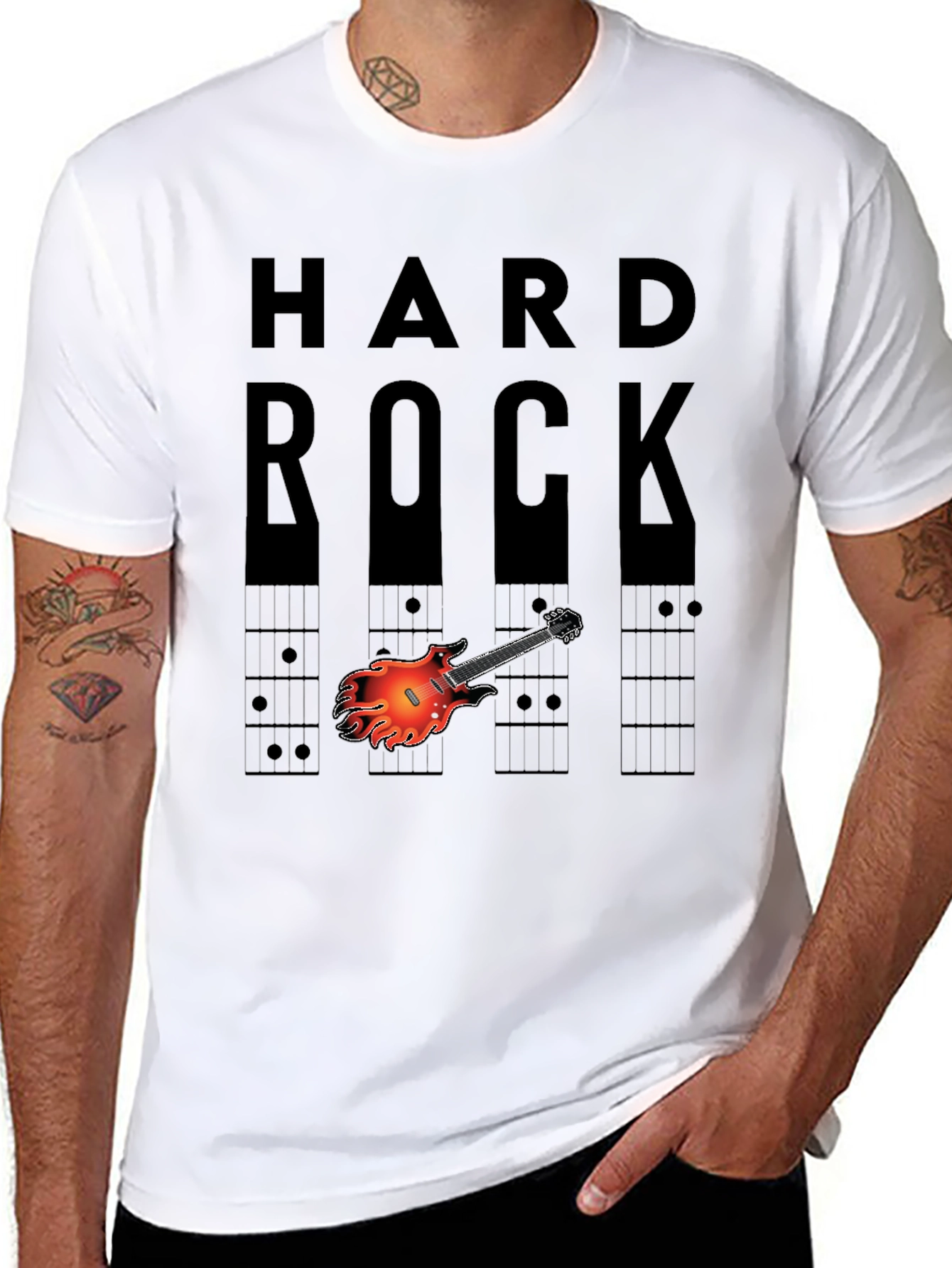 Hard Rock Guitar Graphic Tee - Music Lover T-Shirt