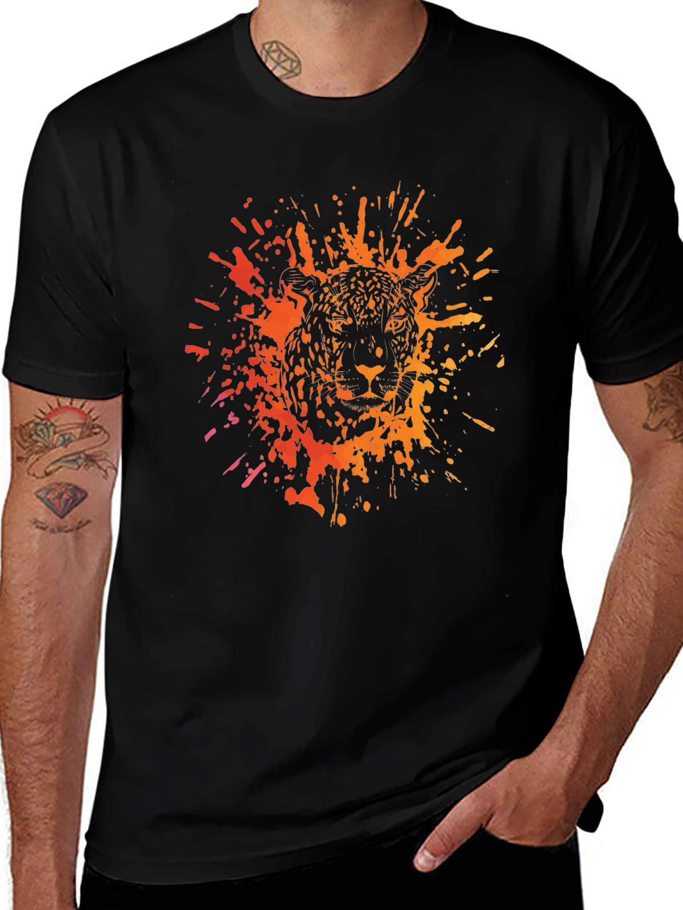 Jaguar Splatter Graphic Black T-Shirt