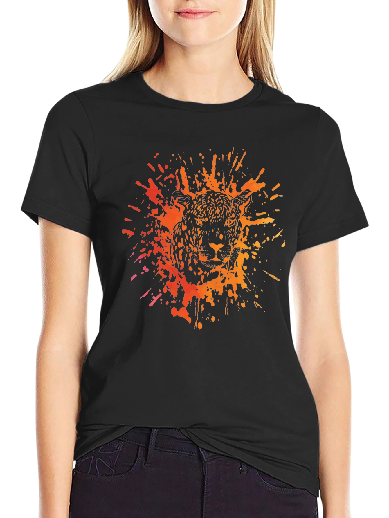Jaguar Splatter Graphic Black T-Shirt