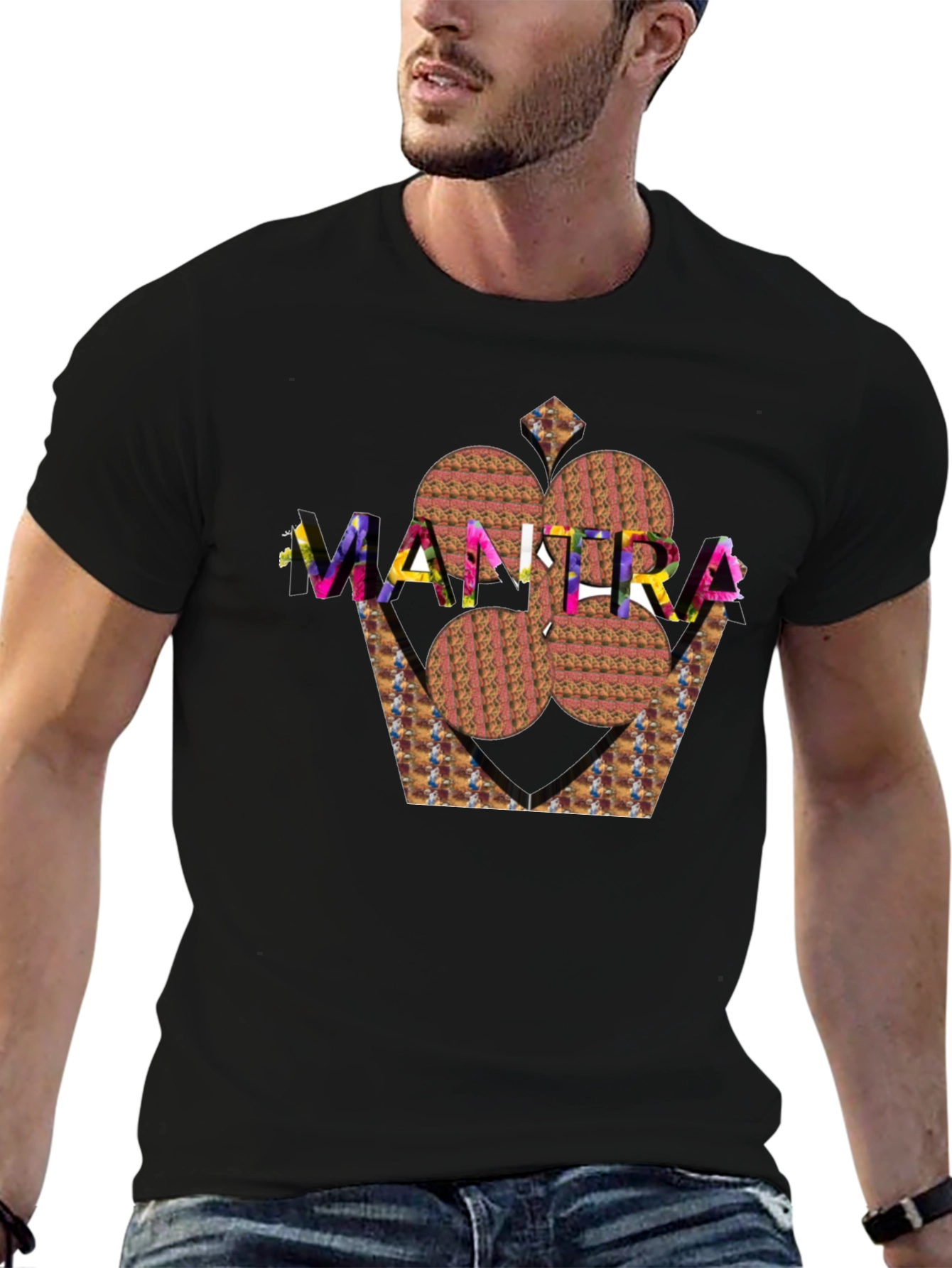 Mantra Graphic Black T-Shirt Stylish Design