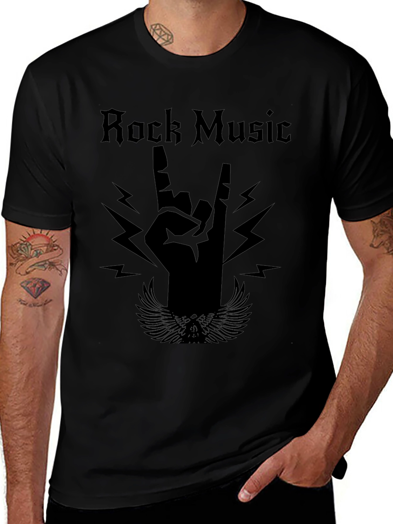 Rock Music Graphic Tee - Black