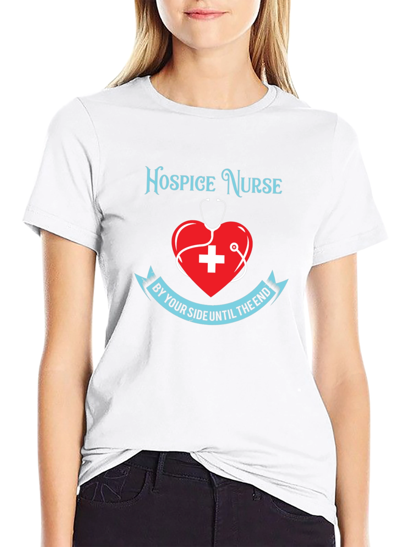 Hospice Nurse T-Shirt Heart Stethoscope