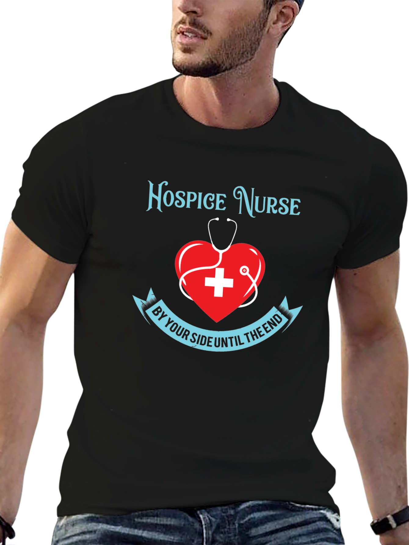 Hospice Nurse T-Shirt Heart Stethoscope