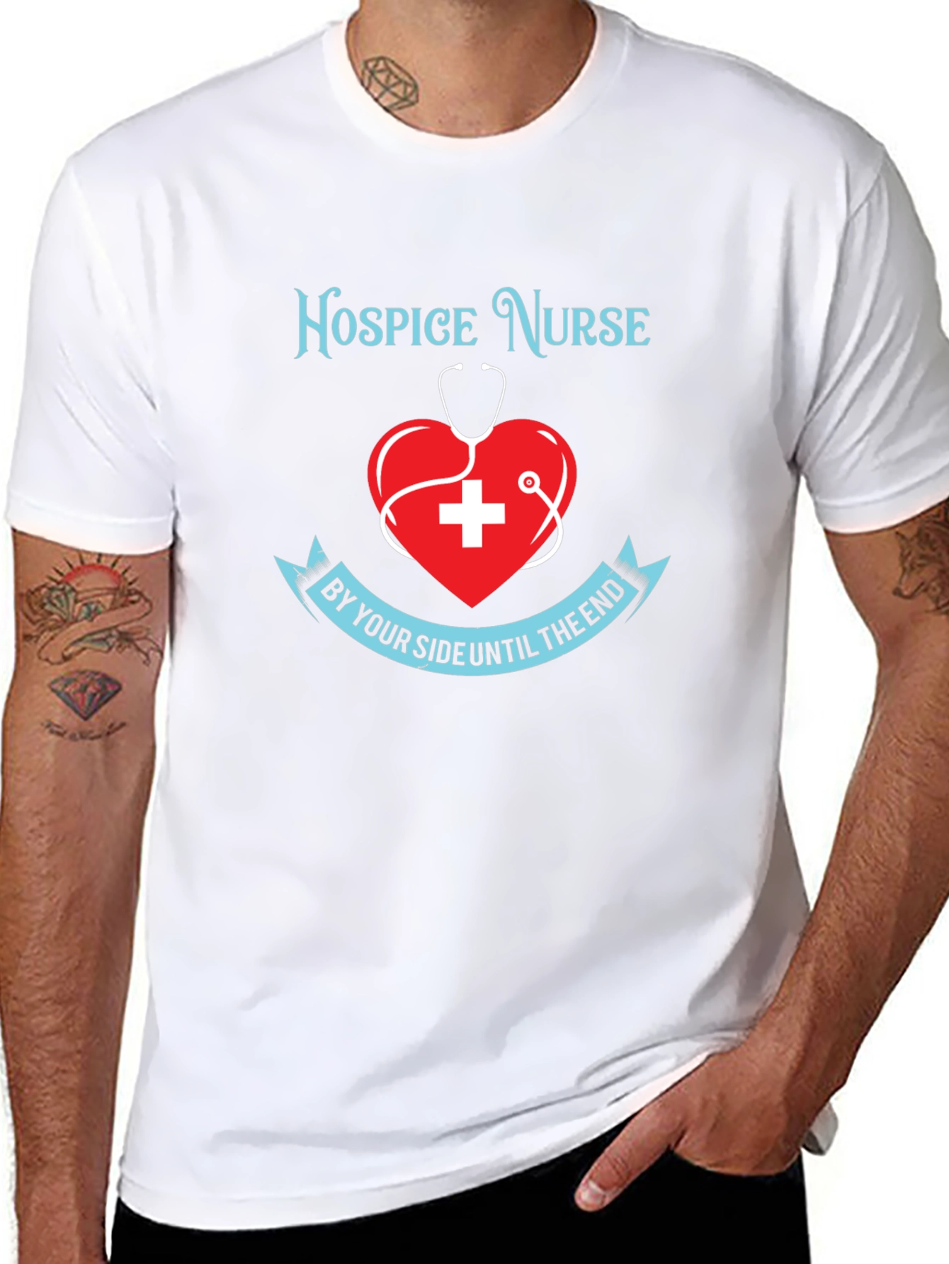 Hospice Nurse T-Shirt Heart Stethoscope