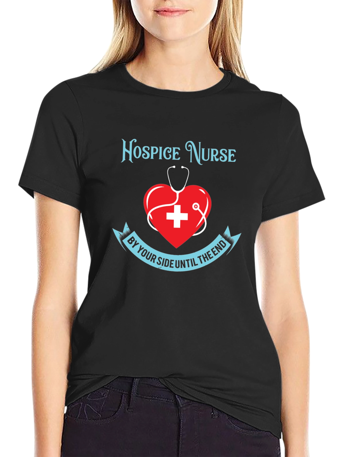 Hospice Nurse T-Shirt Heart Stethoscope
