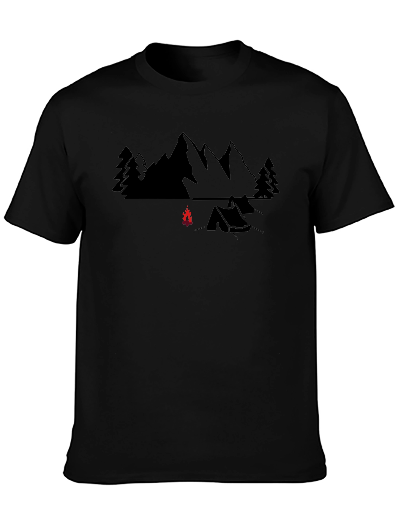 Camping Adventure T-Shirt - Mountain Campfire Design