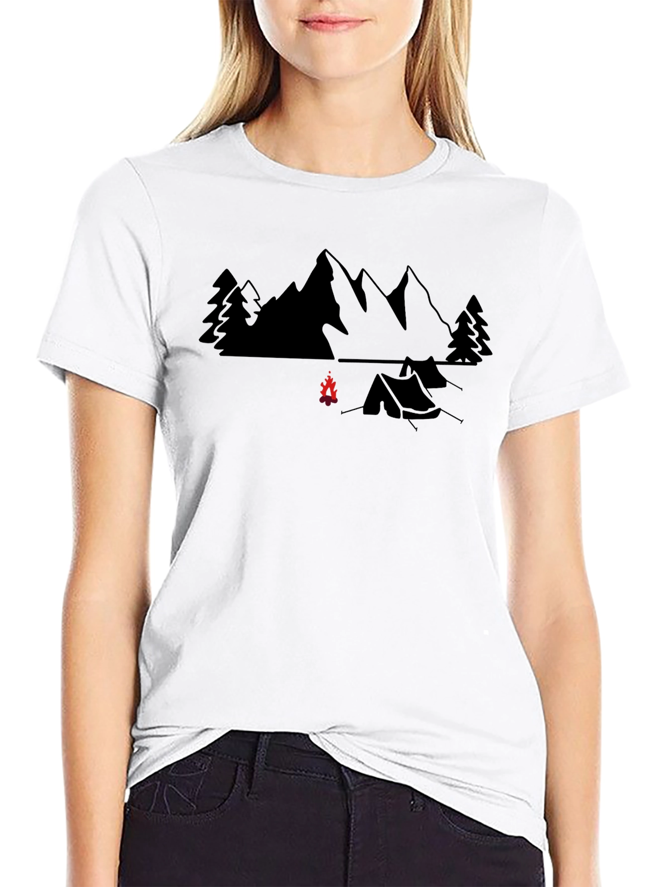 Camping Adventure T-Shirt - Mountain Campfire Design