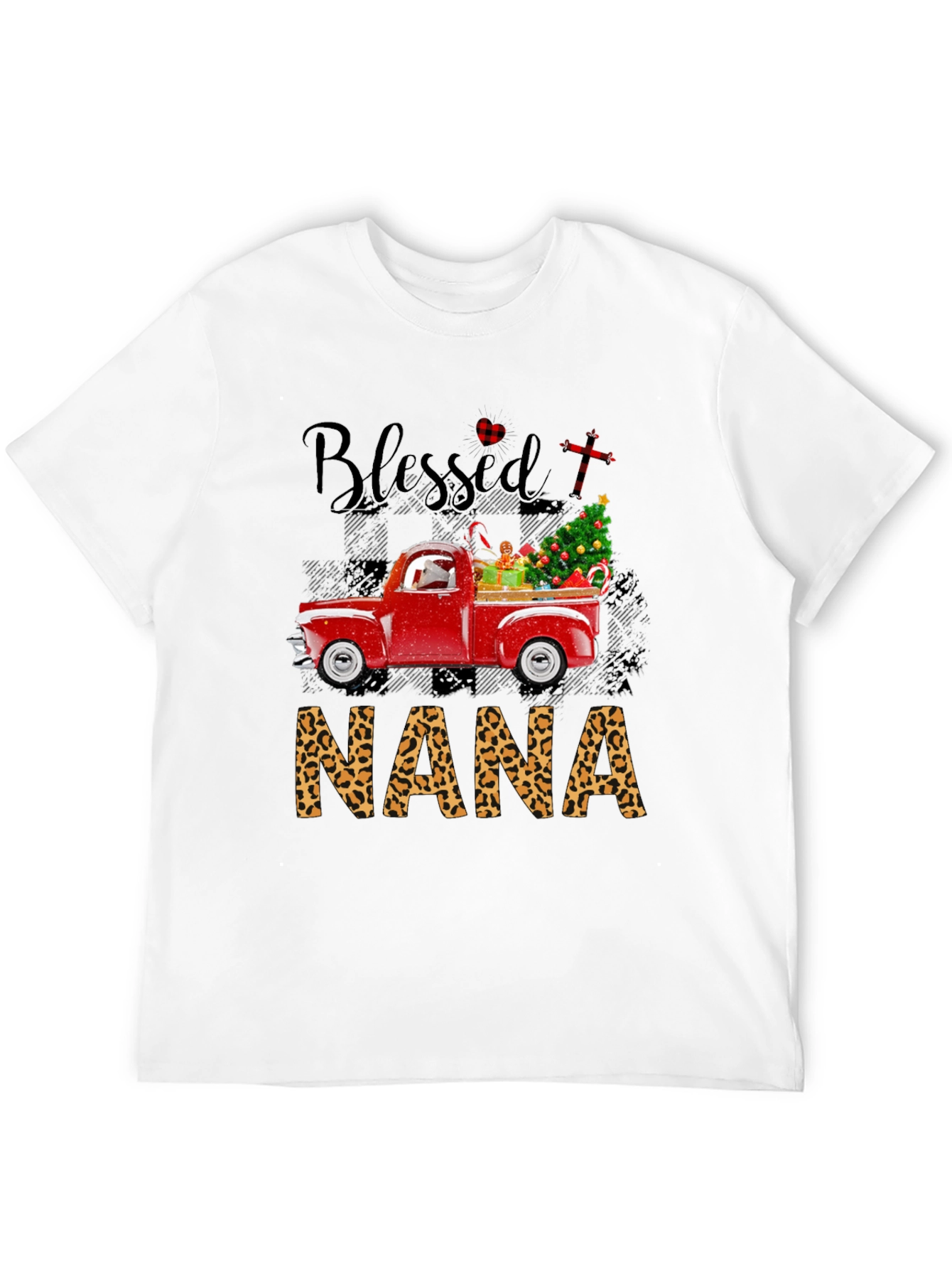 Blessed Nana Leopard Print Christmas Truck T-Shirt